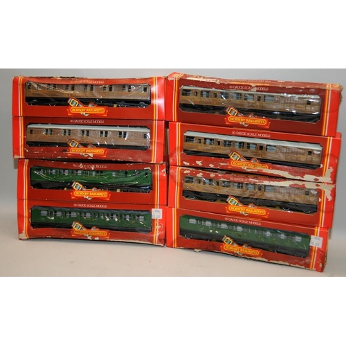 75 - Hornby OO gauge, 8 x boxed carriages, boxes having suffered water damage