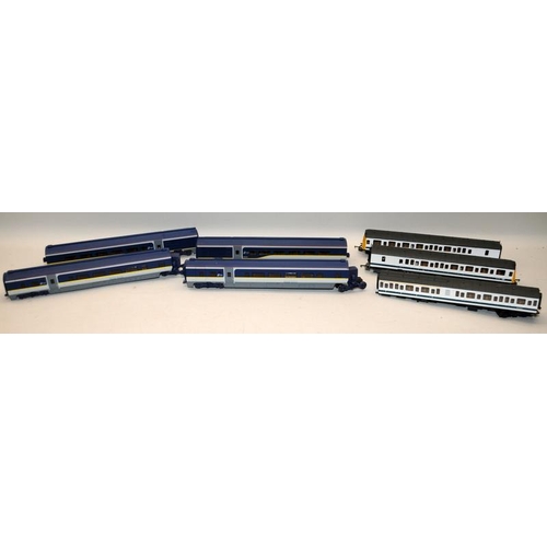 79 - Hornby OO gauge rake of four Eurostar Coaches c/w Lima OO gauge BR white with blue stripe Power Car ... 