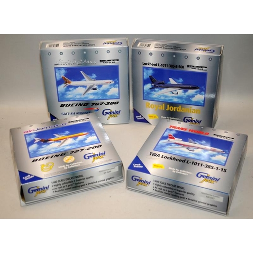 112 - Gemini Jets 1:400 scale die-cast model aircraft. 4 models in lot, all boxed