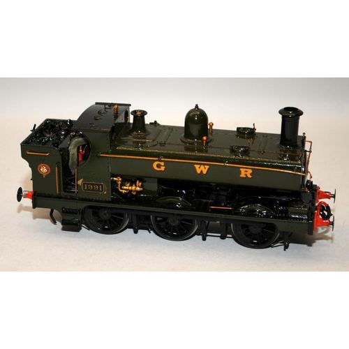 37 - Vintage Eric Underhill O Gauge Built Kit 0-6-0 Tank Engine, GWR Green No.1991. With motor. Boxed (bo... 