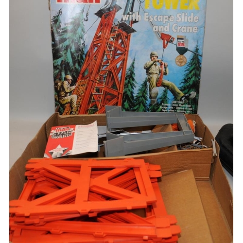 193 - Vintage Action Man Training Tower with Escape Slide and Crane. In original (tatty) box. Not checked ... 