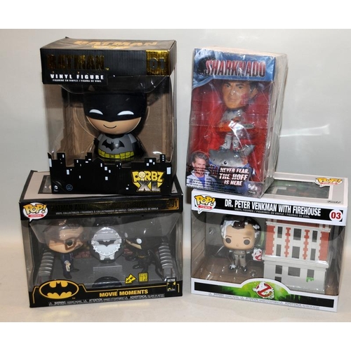 194 - Collectable Pop Heroes Batman and Commissioner Gordon, Pop Town Dr Peter Venkman with Firehouse, Dor... 