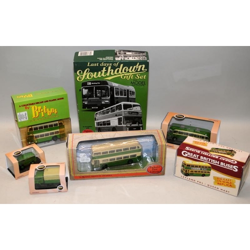 205 - A collection of Southdown Bus Company related die-cast coaches buses and other vehicles. 7 items ion... 