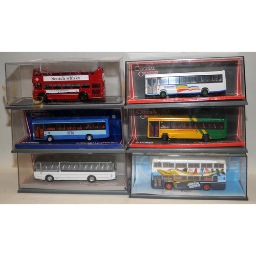 214 - A collection of die-cast buses and coaches. 15 in lot, all boxed