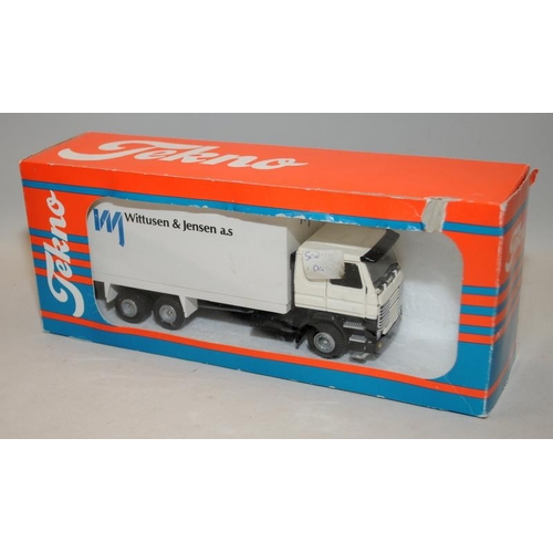 221 - Vintage Tekno truck and trailer, Wittusen & Jensen a.s livery. Boxed, storage wear to box