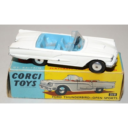 223 - Vintage Corgi Toys die-cast Ford Thunderbird - Open Sports No.215 c/w Lancia Fulvia Sport Zagato No.... 