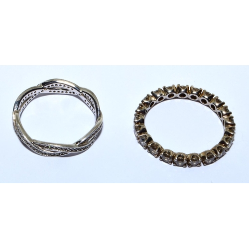 342 - 2 x 925 silver Eternity rings size S and T