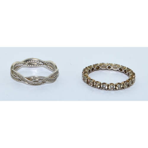 342 - 2 x 925 silver Eternity rings size S and T