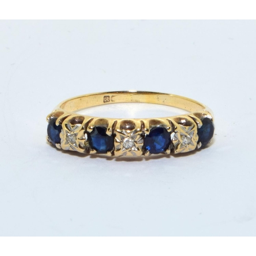 331 - 9ct gold Diamond and Sapphire antique set ring size M