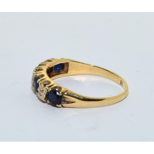 331 - 9ct gold Diamond and Sapphire antique set ring size M