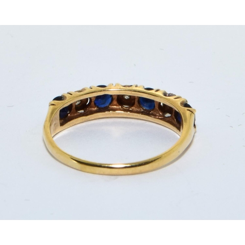 331 - 9ct gold Diamond and Sapphire antique set ring size M