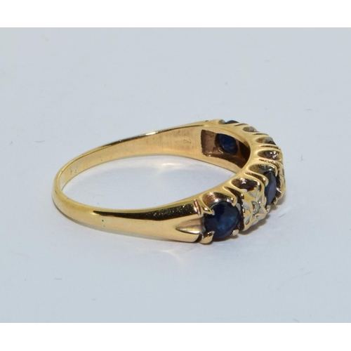 331 - 9ct gold Diamond and Sapphire antique set ring size M