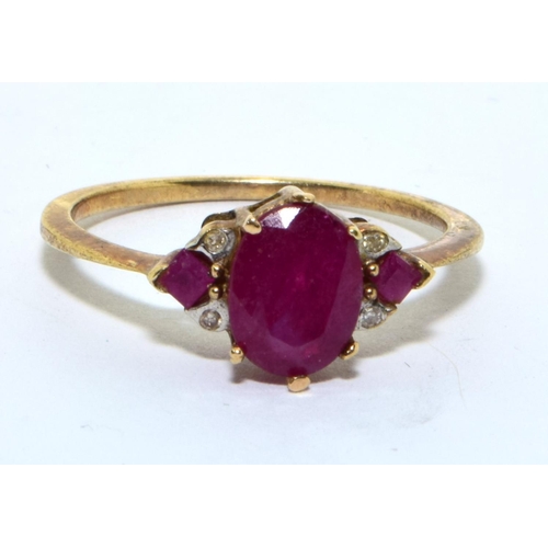 341 - 9ct gold Diamond and Ruby vintage ring size P