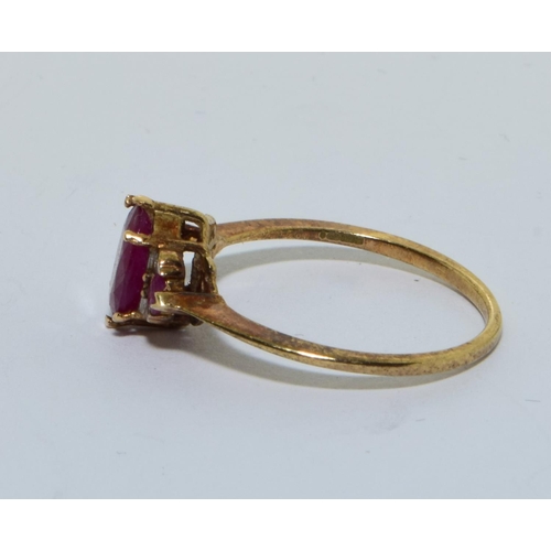 341 - 9ct gold Diamond and Ruby vintage ring size P