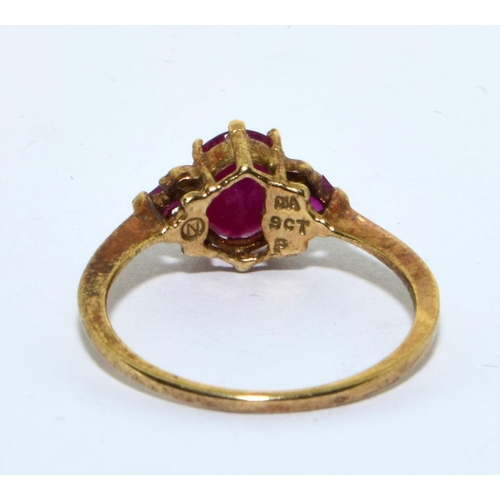 341 - 9ct gold Diamond and Ruby vintage ring size P