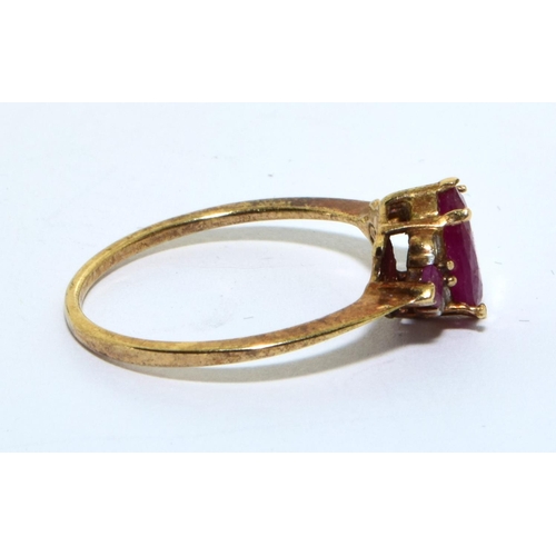 341 - 9ct gold Diamond and Ruby vintage ring size P