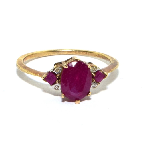 341 - 9ct gold Diamond and Ruby vintage ring size P