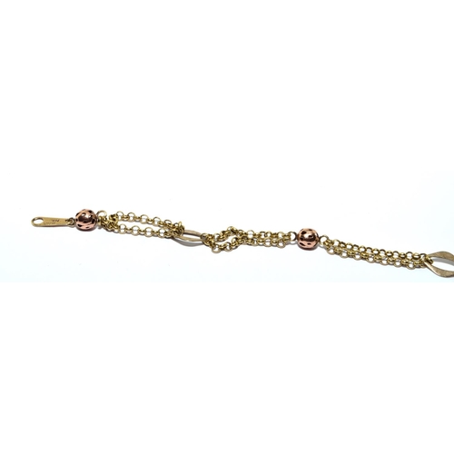 320 - 9ct gold ball design bracelet 3.6g 16cm long