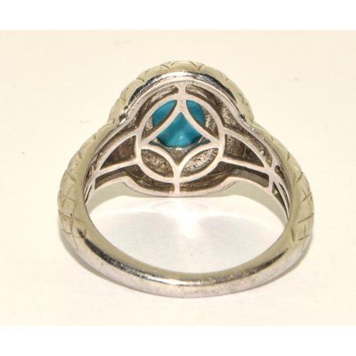 353 - A 925 silver and turquoise stone ring Size N