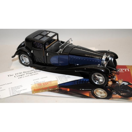 235 - Franklin Mint 1:24 Scale 1930 Bugatti Royale Coupe Napoleon with box and papers c/w Bugatti 57SC, al... 