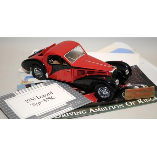 235 - Franklin Mint 1:24 Scale 1930 Bugatti Royale Coupe Napoleon with box and papers c/w Bugatti 57SC, al... 