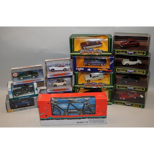 239 - A collection of Corgi and Dinky die-cast model vehicles c/w a die-cast model tandem. 15 items in lot... 