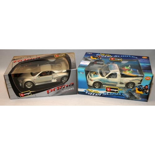 246 - Bburago Prima Giugiaro die-cast model car c/w Bburago 1:21 scale Ford F150 Water Scooter pick up. Bo... 