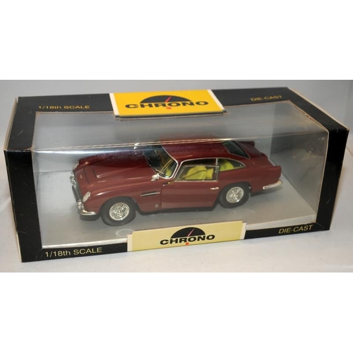 248 - 1:18 scale Chrono die-cast Aston Martin DB5 Peony Red c/w 1:18 Big Time Muscle 1969 Chevrolet Chevel... 