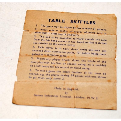 126 - Vintage G I Stanhope Table Skittles bar top pub game. Good complete condition