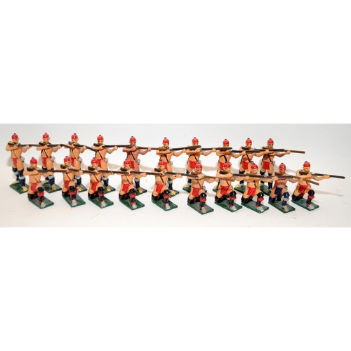 139 - Collection cast metal figures from the French Native American Indian Wars of Native Allies firing. 2... 