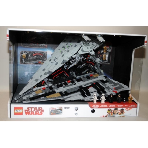 28 - Lego Star Wars retail shop display diorama set 75190 First Order Star Destroyer. Complete, perfect a... 