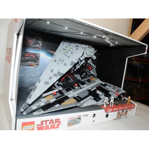 28 - Lego Star Wars retail shop display diorama set 75190 First Order Star Destroyer. Complete, perfect a... 