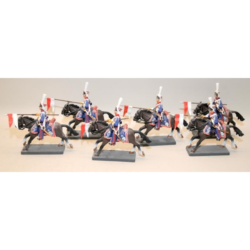 171 - DEA by Cassandra die-cast Napoleonic figures: French Imperial Polish Heavy Lancers x 6