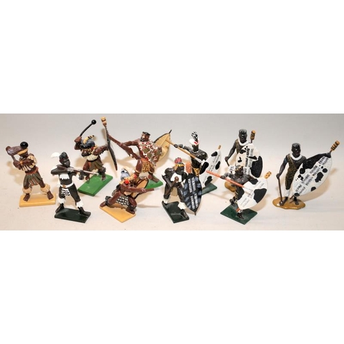 176 - Zulu Wars die-cast figures: 10 Zulu figures, 6 are Britain's. Various poses