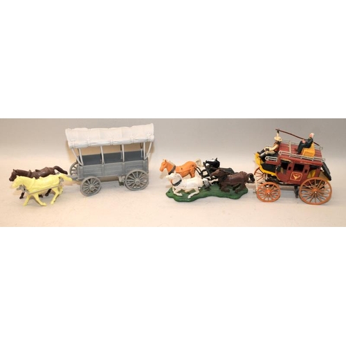 Timpo Wild West plastic covered wagon with horses c/w Western ...