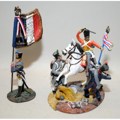 168 - Britain's Napoleonic era figures: 36078 French Eagle Bearer in Britains blister pack c/w British cav... 