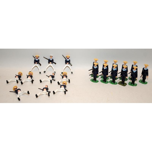 183 - Good Soldiers die-cast figures: Circa 1900 British Sailors on parade in sennet hats x 11 c/w horse r... 