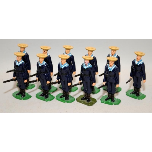 183 - Good Soldiers die-cast figures: Circa 1900 British Sailors on parade in sennet hats x 11 c/w horse r... 