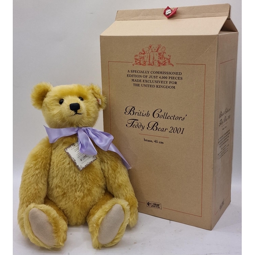 297 - Steiff limited edition 3841/4000 British Collector's Teddy Bear 2001 brass 45cm. Boxed with certific... 