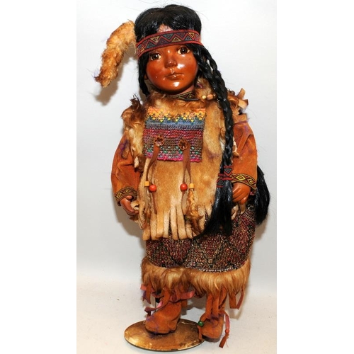 266 - Two vintage dolls in Native American Indian dress approx 40cms tall