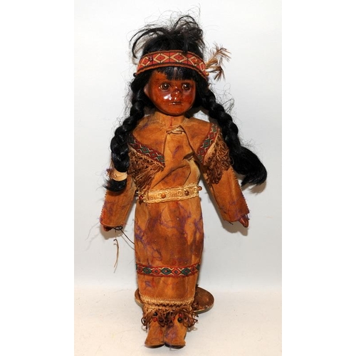 266 - Two vintage dolls in Native American Indian dress approx 40cms tall