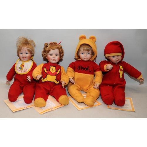 269 - 4 x Ashton Drake Winnie The Pooh themed dolls: What's For Lunch?, Let's Play Patty-Cake, It's Time F... 