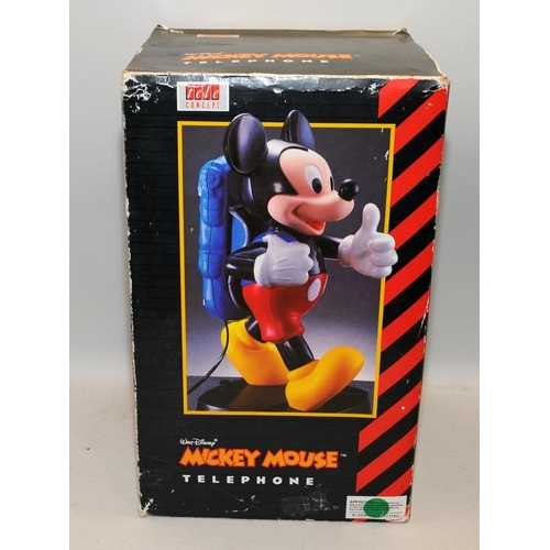 275 - Vintage novelty Mickey Mouse telephone by Tele Concept. In original box