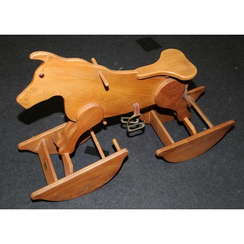 281 - Ferndown Joinery Products unusual wooden rocking horse on two rockers. 103cms across