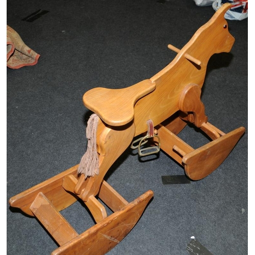 281 - Ferndown Joinery Products unusual wooden rocking horse on two rockers. 103cms across