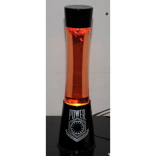 31 - Star Wars 'Join The Resistance' Tie Fighter glitter lava lamp. 39cms tall