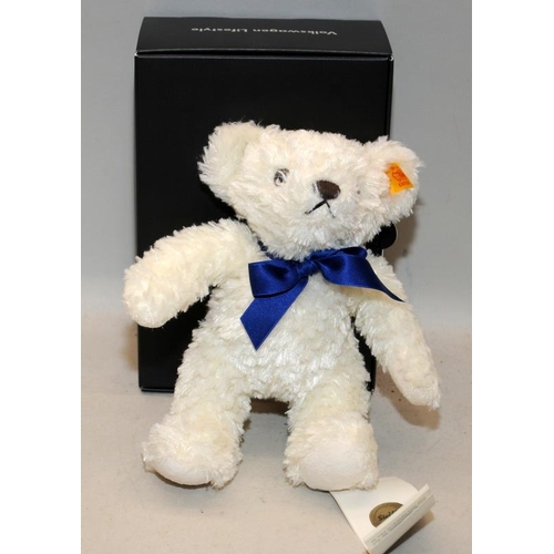 284A - Steiff Teddy Bear, 2009 promotional tie in with Volkswagen. As new and boxed. 22cms tall