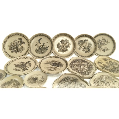 103 - Poole Pottery stoneware plates to include 17 x pin dishes, 6 x limited edition British Garden Birds ... 