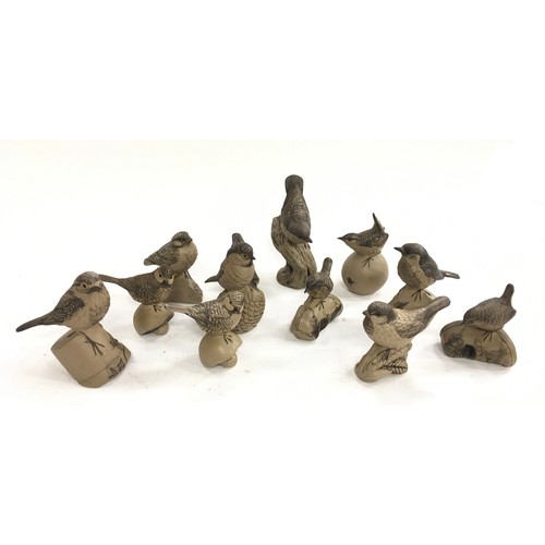 107 - Poole Pottery Stoneware birds to include Robin on brick plus others (12)