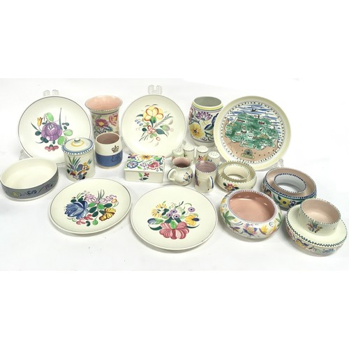 110 - Poole Pottery quantity of traditional to include vases, small bowls & plates, plus a 1953 coronation... 